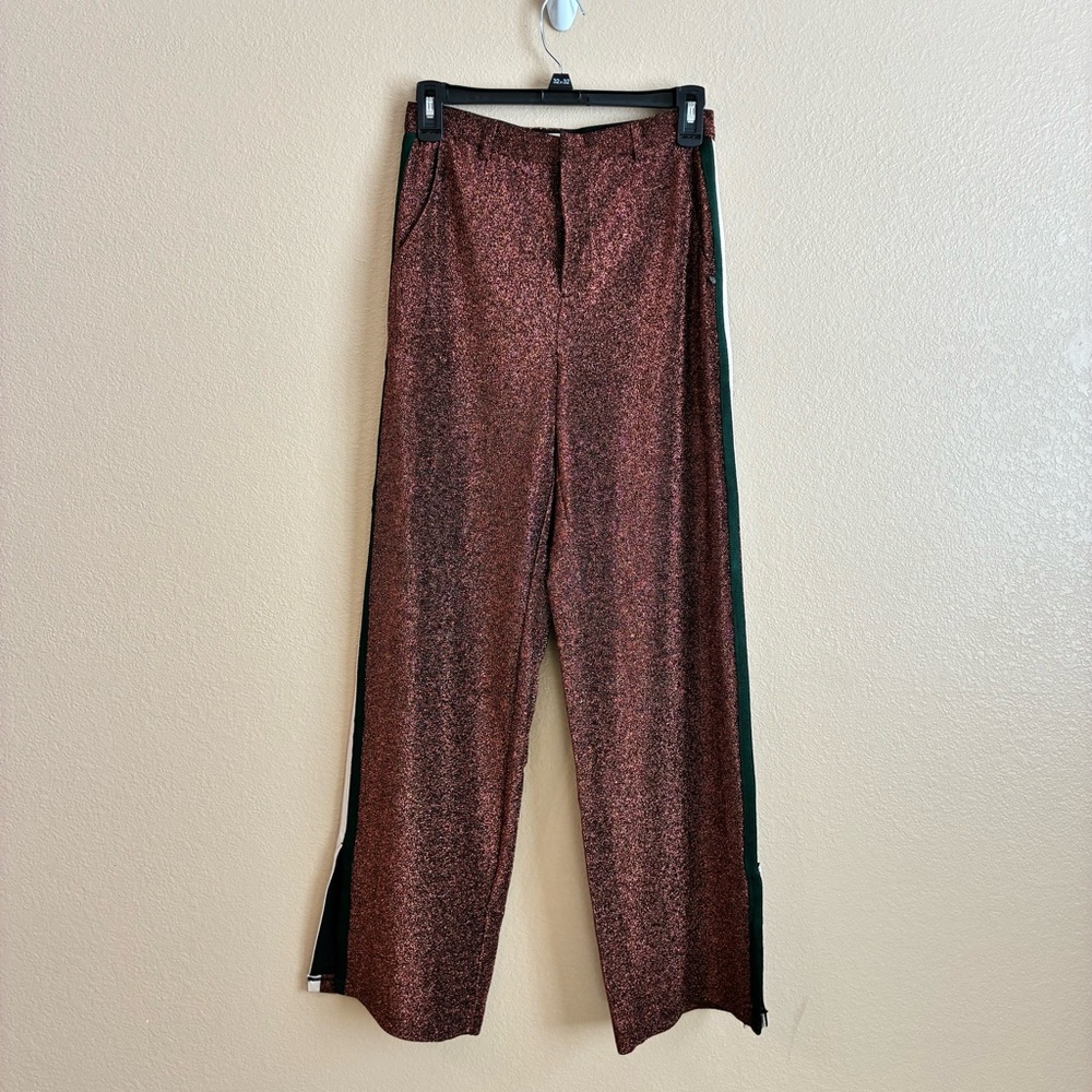 Scotch and Soda Size 25 Metallic Brown High Rise Wide Leg Split Hem Trouser Pant